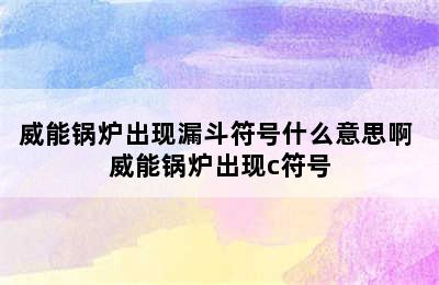 威能锅炉出现漏斗符号什么意思啊 威能锅炉出现c符号